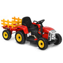 Honeyjoy 12V Red Kids Ride-On Tractor with Trailer, Remote Control, and Lights