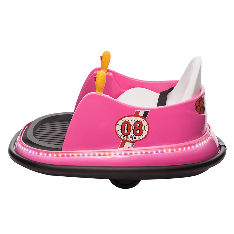 6V Pink Toddler Ride-On Bumper Car with Remote Control and 360° Spin