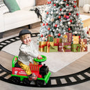 6V Motorized Green Kids Ride-On Train Toy with Track and Six Wheels