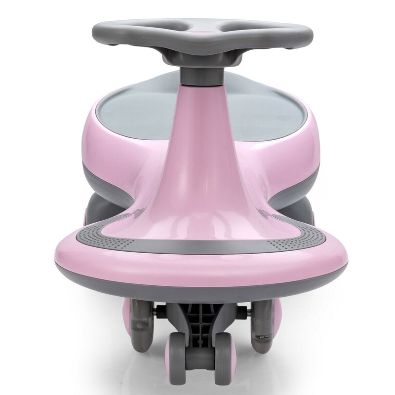 Wiggle Car Ride-On Toy with Flashing Wheels for Toddlers and Kids Pink