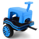 Blue 12V Electric 2-Seater Train with Carriage, Music, Lights, and Dual Speed
