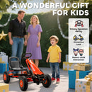 Adjustable Kids Pedal Go Kart with EVA Wheels and Brake for Ages 3-8 - Red