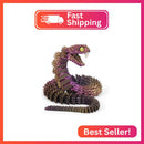 Articulated Purple Gold Snake Toy with Adjustable Teeth and Flexible Joints