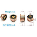 Copper Commutator Hook with 24 Teeth, 25.5 mm Outer Diameter, 9 mm Inner Diameter, 17(18.8) mm Height