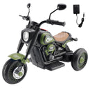Green 3-Wheel 6V Electric Motorcycle Toy for Kids with Colorful Lights and Music