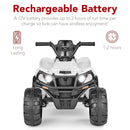 12V Electric ATV Quad Car Toy for Kids with Bluetooth Audio - White