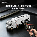 1/64 Scania RC Drift Semi Truck with Trailer, 4WD Remote Control Car for Children Aged 4 and Up