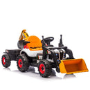 24V Electric Ride-On Tractor Toy for Kids with 4-in-1 Construction Tools