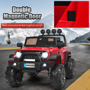 12V Red Kids Ride-On Truck with LED Lights, Music, and Spring Suspension