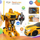 Remote Control Transforming Robot Car Toy for Boys Aged 8-13 - Yellow