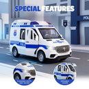 Set of 4 Friction-Driven Fire Truck and City Vehicle Toys for Children Ages 3-5 with Lights and More