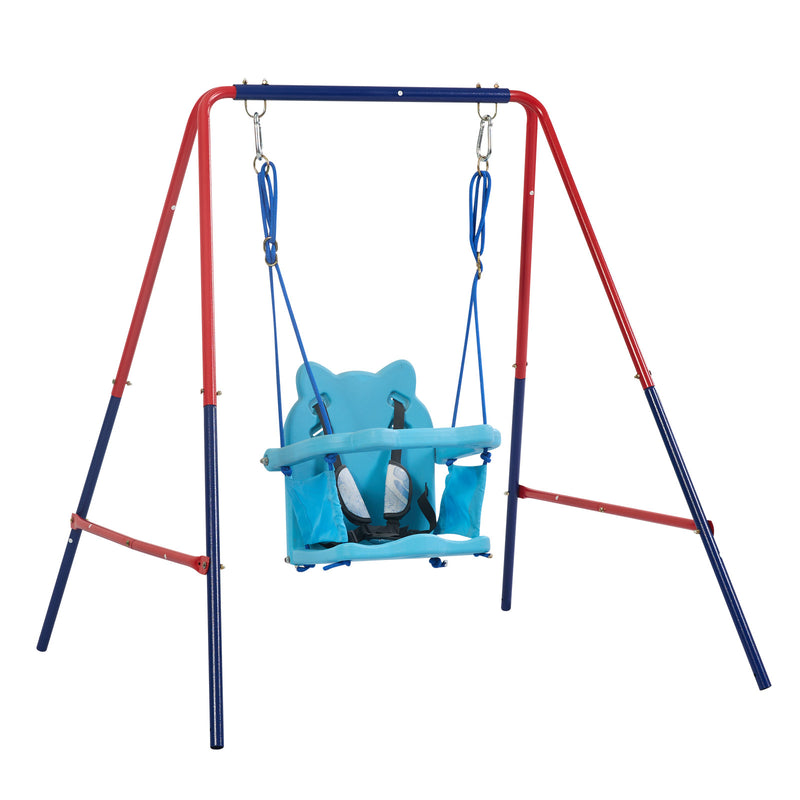 Green and Blue Baby Swing Set 2-in-1 Plastic Safe Mental Development Toy