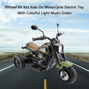 Colorful Light and Music 3-Wheel 6V Electric Ride-On Motorcycle for Kids - Green B9