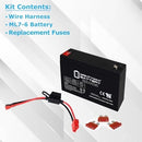 6V Ride-On Vehicle Battery Upgrade Set - 7Ah with Harness and 2-Pin Connector