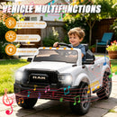 RAM 2500 White Electric Pickup Truck for Kids with Remote Control and 3 Speed Options