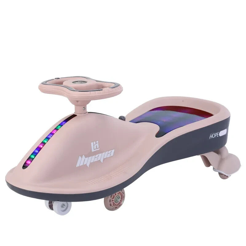 Wiggle Car Ride-On Toy with Flashing Seat and Music for Toddlers and Kids Pink