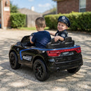 12V Licensed Black Dodge Police Car for Kids Ages 3-6 with Two Seats