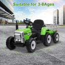 Battery-Powered 6-Wheel Electric Toy Tractor with Trailer for Children Ages 3 and Up