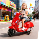 6V Electric Dual Ride-On Red Motorcycle Toy for Kids - 3-Wheeler Fun