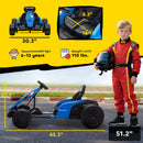 24V Electric Go Kart with Dual 150W Motors and Adjustable Seat, Speed 11.2MPH - Blue