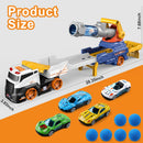 28" Ejection Transport Truck Playset with 4 Race Cars and 6 Foam Balls Featuring Lights and Sounds for Kids