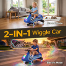 12V Pedal Wiggle Car with Flashing Lights and Dual Speeds for Kids