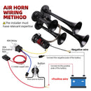 12V Truck Train Horn Set with Air Compressor and 4 Metal Trumpets