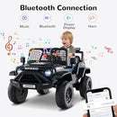 Electric Black 24V Ride-On Car with Bluetooth, LED Lights, and Horn