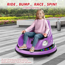 Purple 12V Ride-On Bumper Car for Toddlers with Remote Control
