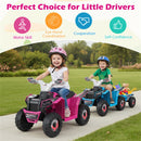 6V Electric ATV Ride-On with Detachable Trailer for Kids 3 Years and Up
