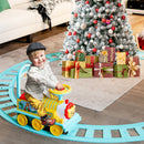 Blue 6V Electric Train for Kids with 16 Curved Tracks and 6 Stable Wheels