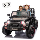 Black 24V Two-Seater Electric Ride-On Toy Truck for Kids with Bluetooth and LED Lights