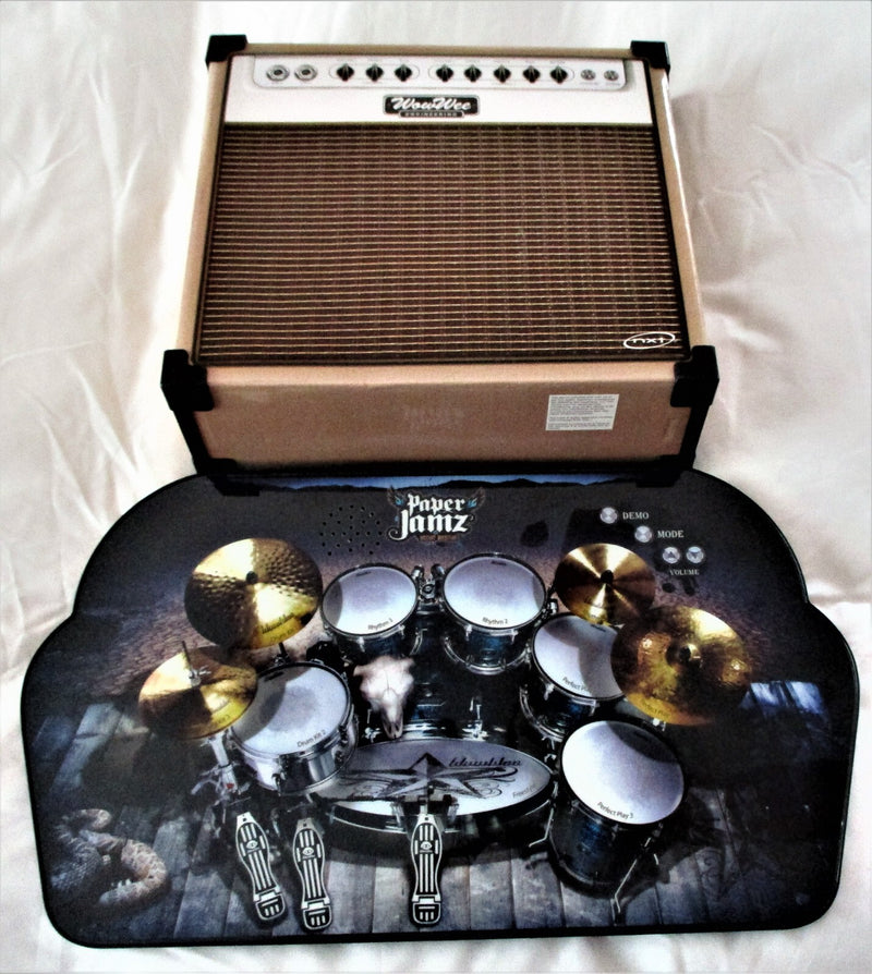 Paper Jamz Electronic Drum Set with Amplifier, Speaker, and Cable - Tested