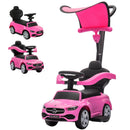 Licensed Mercedes-Benz 4-in-1 Toddler Push Car with Handle in Pink