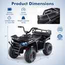 24V Electric Quad ATV for Kids with Authentic Sounds and LED Lights - Black
