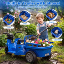 12V Children's 3-Wheel Motorcycle with Trailer, Shovel, Dual 75W Motors, and Smooth Start Feature