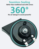 12V Dual-Tone Waterproof Car Horn Kit in Black