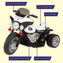 Police-Themed 3-Wheel Ride-On Motorcycle for Kids with Reverse Feature