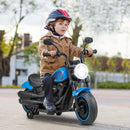 Blue Kids Electric Motorcycle Featuring Training Wheels and LED Headlights