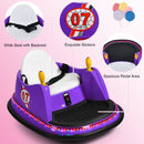 Purple 12V 360° Spinning Ride-On Bumper Car for Kids with Remote Control