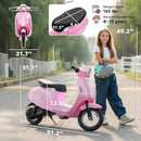 Pink 24V Electric Motorcycle for Kids with 3 Speeds, Rear Suspension, and LED Lights