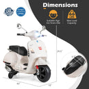 VESPA 12V Electric Motorcycle for Kids with Music Horn and Training Wheels