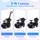 Aosom Multifunctional Black Push and Slide Toy Car with Sound and Light Features