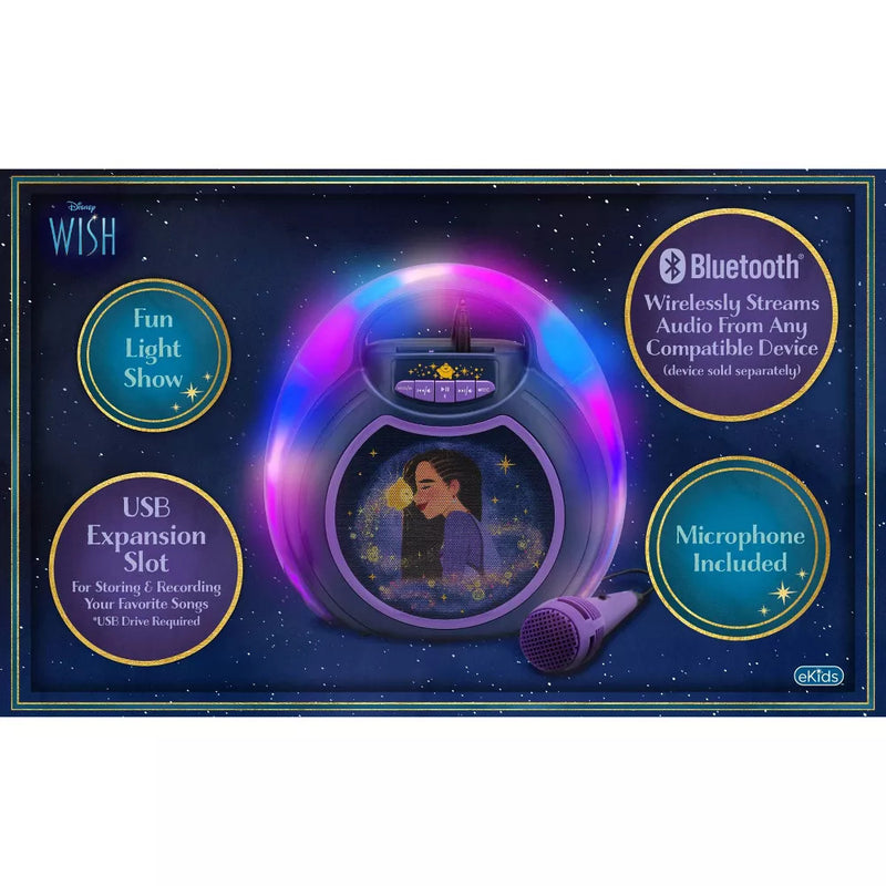 Bluetooth Karaoke Microphone with Adjustable LED Lights and Rechargeable Battery