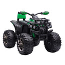 12V Green Kids ATV Quad with LED Headlights and Wide Wheels
