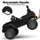 12V Black Kids Ride-On Truck with RC Control, Spring Suspension, LED Lights, and Music Trunk