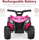 Hot Pink 6V Electric ATV for Kids, Max Speed 1.8 MPH
