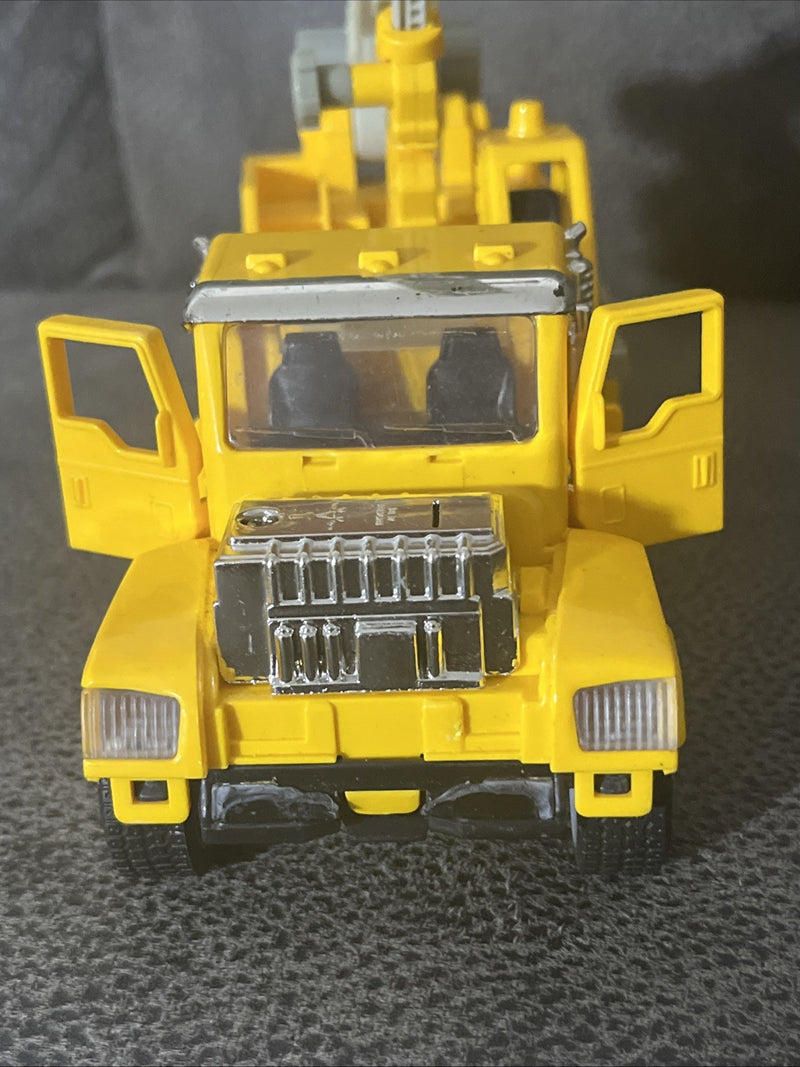 Yellow Die-Cast Micro Construction Crane Truck with Lights and Sounds