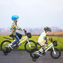 14-Inch White Kids Bike with Blue Safety Helmet and Protective Gear