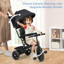 INFANS 6-in-1 Kids Tricycle for Toddlers, Black, Suitable for Ages 9-60 Months